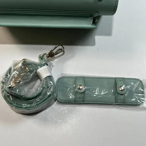 Saia London The Emmeline Yoga Mat Bag Teal New Vegan Faux Leather Shoulder Strap - Picture 14 of 16